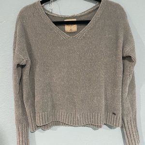 Hollister Grey Knit V-neck Sweater
